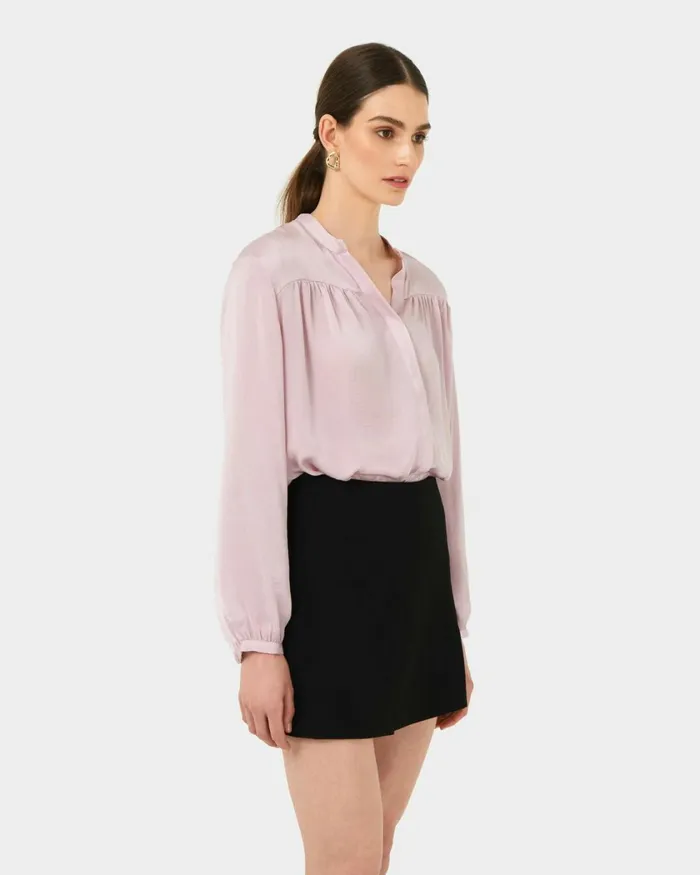 Forcast Claire Vneck Blouse Redblush Women Long Sleeve Tops
