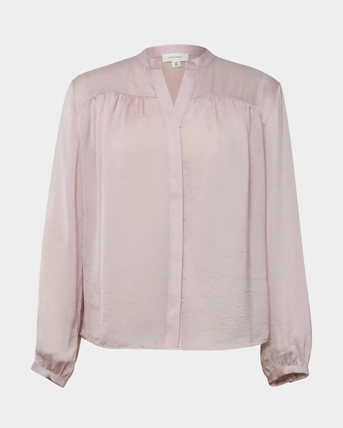 Forcast Claire Vneck Blouse Redblush Women Long Sleeve Tops