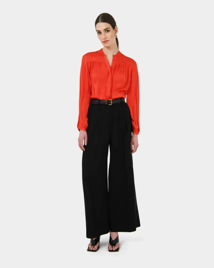Forcast Claire Vneck Blouse Redblush Women Long Sleeve Tops