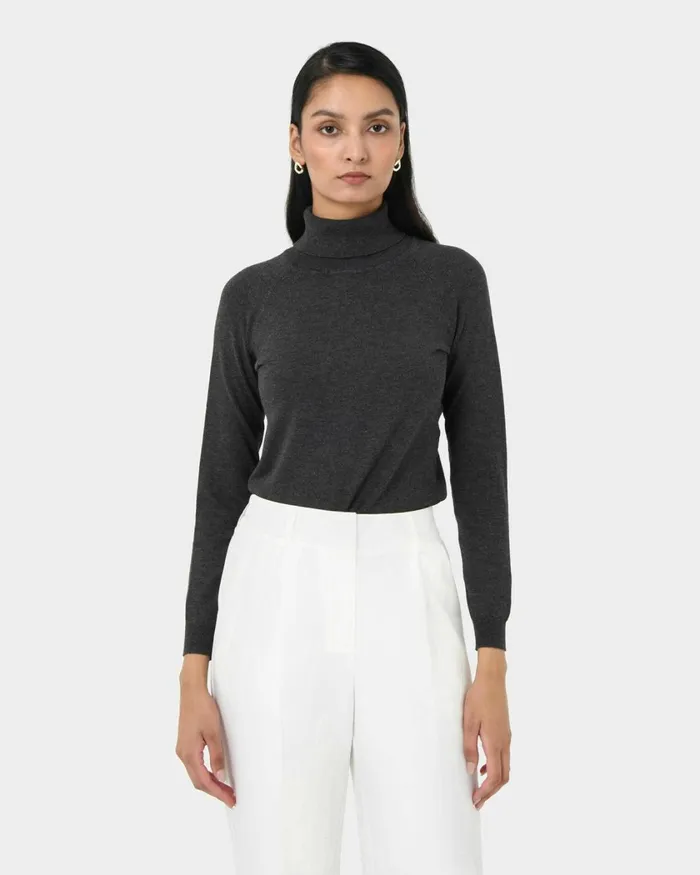 Forcast Clarisse Turtleneck Sweater Coffeeredivorypastel Khakinavygreycharcoalblack Women Long Sleeve Tops
