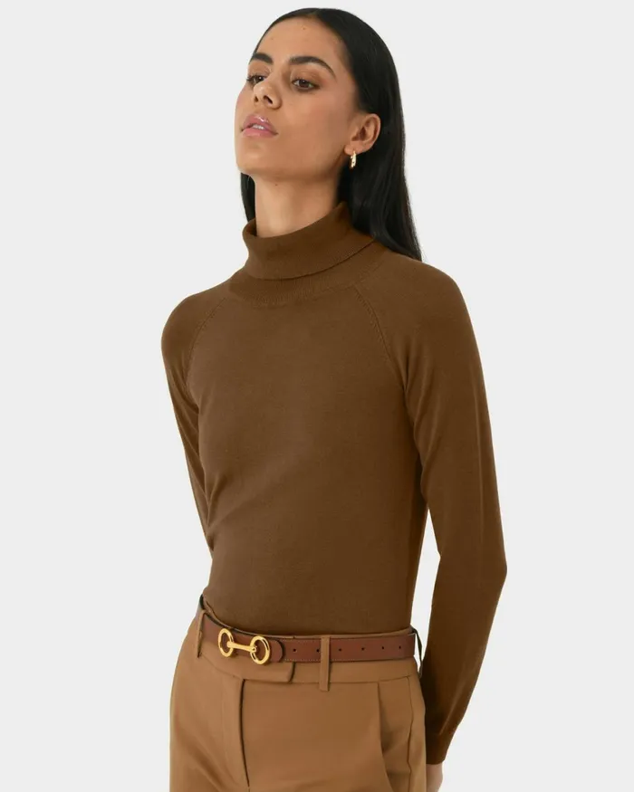 Forcast Clarisse Turtleneck Sweater Coffeeredivorypastel Khakinavygreycharcoalblack Women Long Sleeve Tops