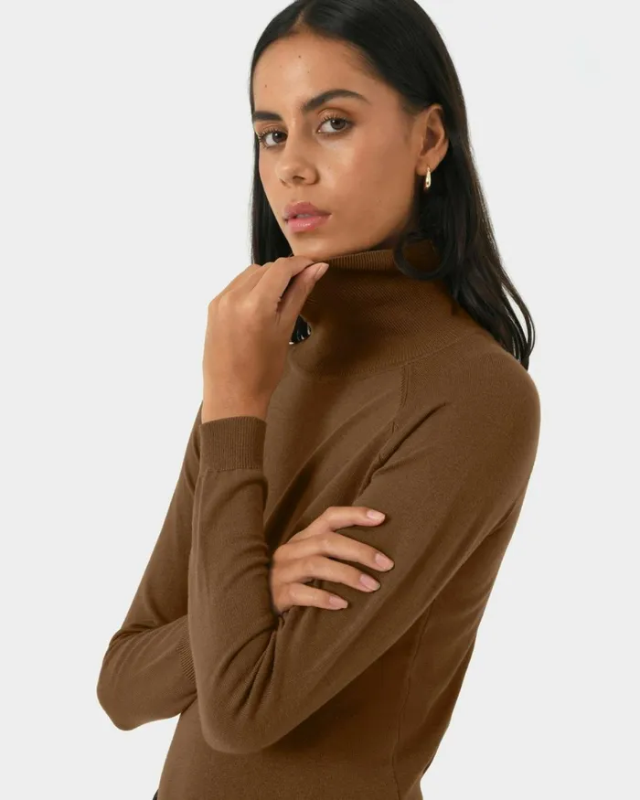 Forcast Clarisse Turtleneck Sweater Coffeeredivorypastel Khakinavygreycharcoalblack Women TShirts and Tops