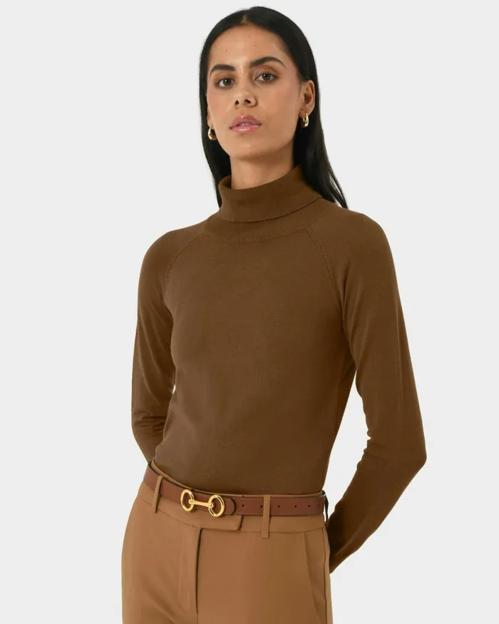 Forcast Clarisse Turtleneck Sweater Coffeeredivorypastel Khakinavygreycharcoalblack Women TShirts and Tops