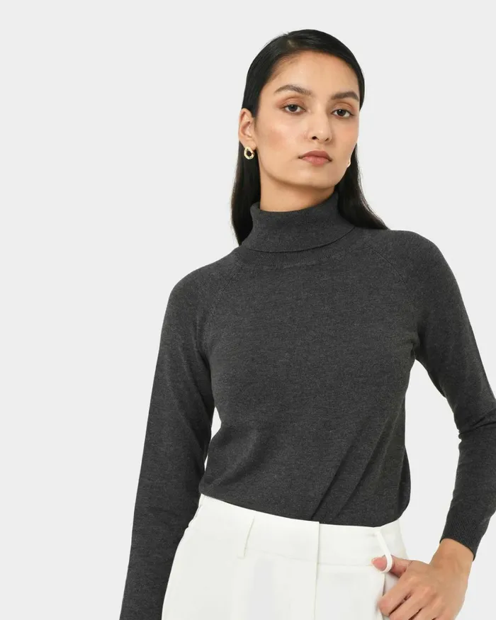 Forcast Clarisse Turtleneck Sweater Coffeeredivorypastel Khakinavygreycharcoalblack Women TShirts and Tops