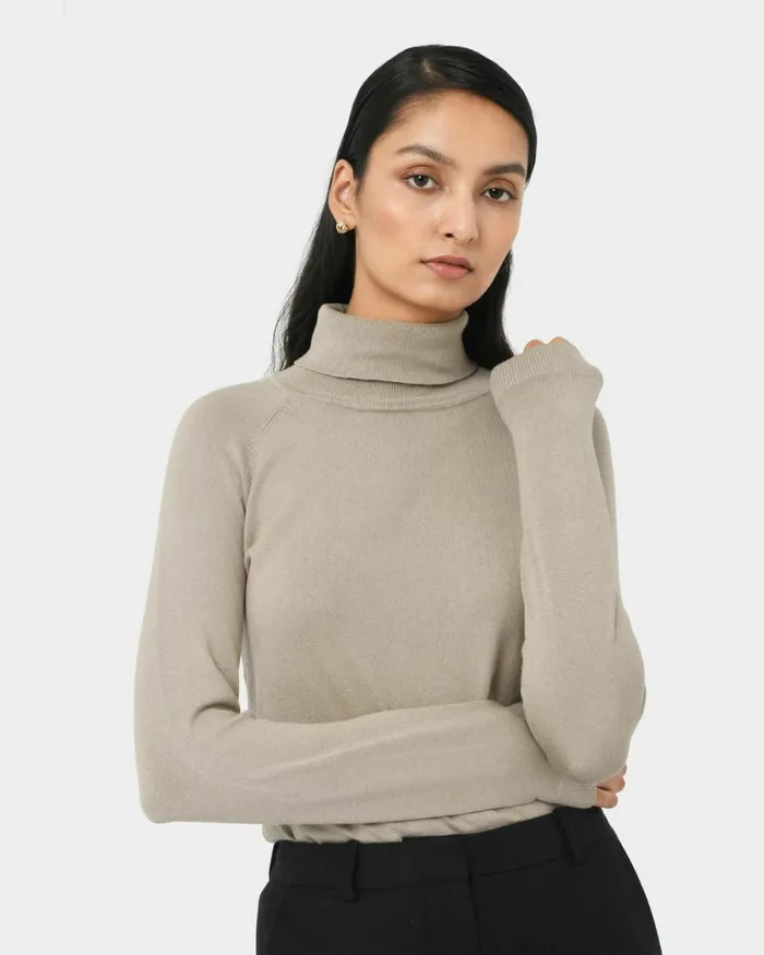 Forcast Clarisse Turtleneck Sweater Coffeeredivorypastel Khakinavygreycharcoalblack Women TShirts and Tops