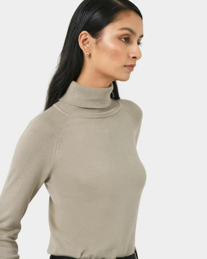 Forcast Clarisse Turtleneck Sweater Coffeeredivorypastel Khakinavygreycharcoalblack Women TShirts and Tops