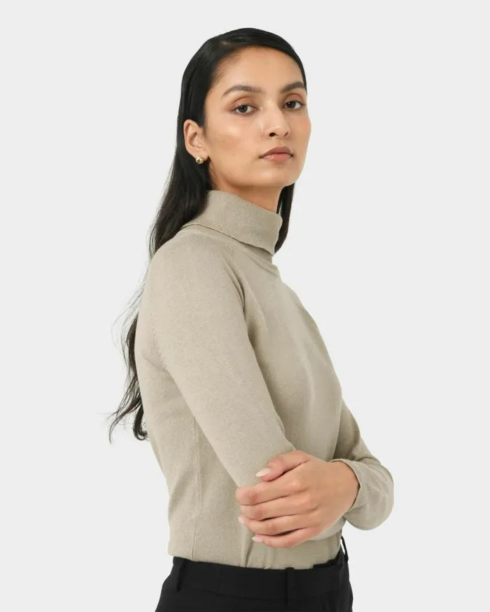 Forcast Clarisse Turtleneck Sweater Coffeeredivorypastel Khakinavygreycharcoalblack Women TShirts and Tops