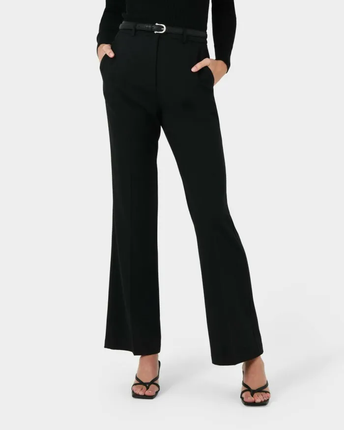 Forcast Clover Flare Leg Pants Black Women HighWaisted Pants