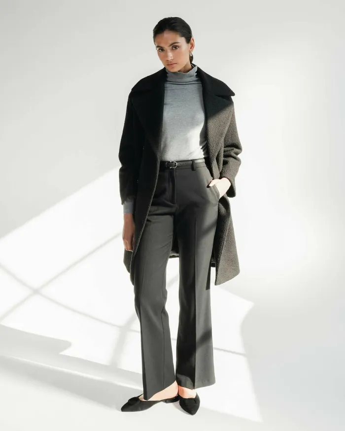 Forcast Clover Flare Leg Pants Black Women HighWaisted Pants
