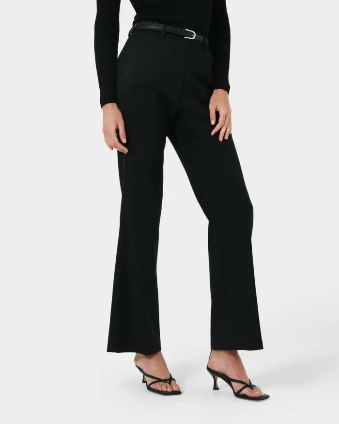 Forcast Clover Flare Leg Pants Black Women HighWaisted Pants