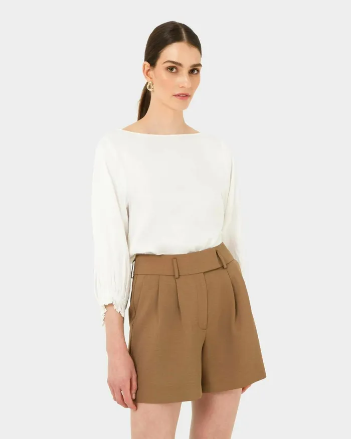 Forcast Cyra Long Sleeve Top Ivory Women Long Sleeve Tops