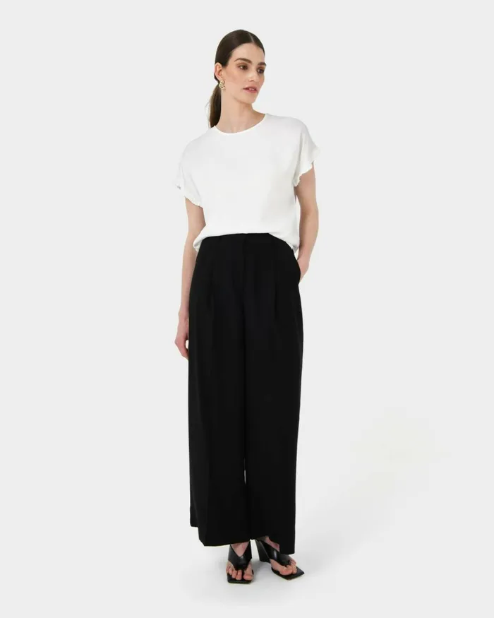 Forcast Cyra Short Sleeve Top Ivory Women TShirts and Tops