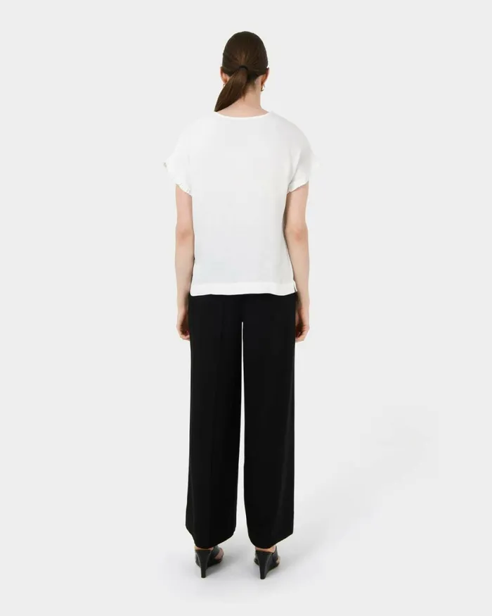 Forcast Cyra Short Sleeve Top Ivory Women TShirts and Tops