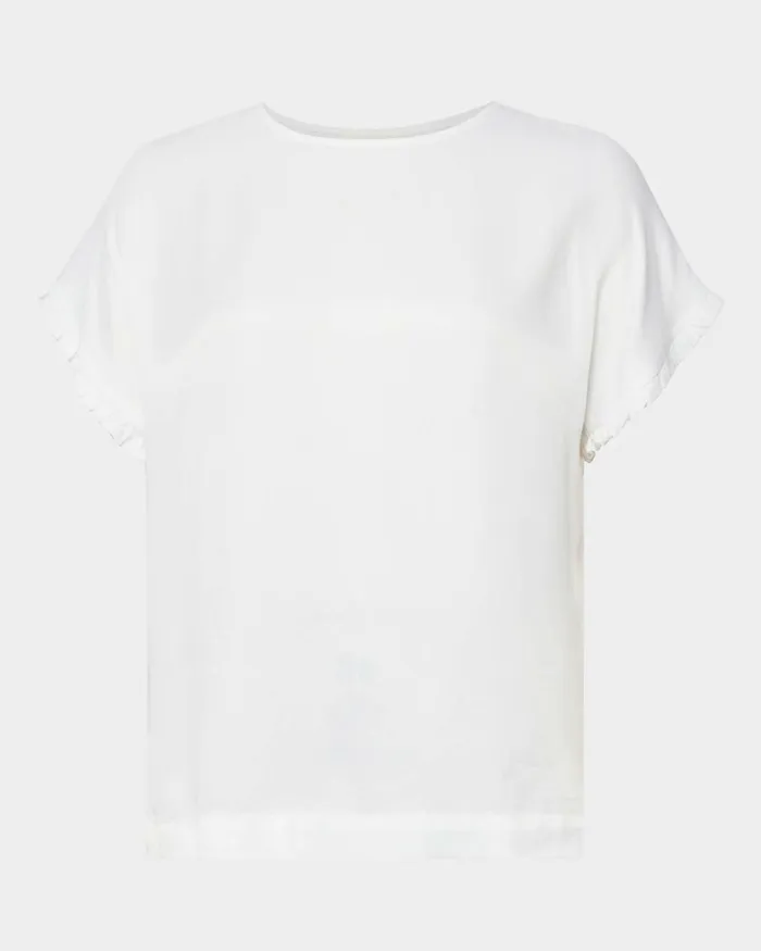 Forcast Cyra Short Sleeve Top Ivory Women TShirts and Tops