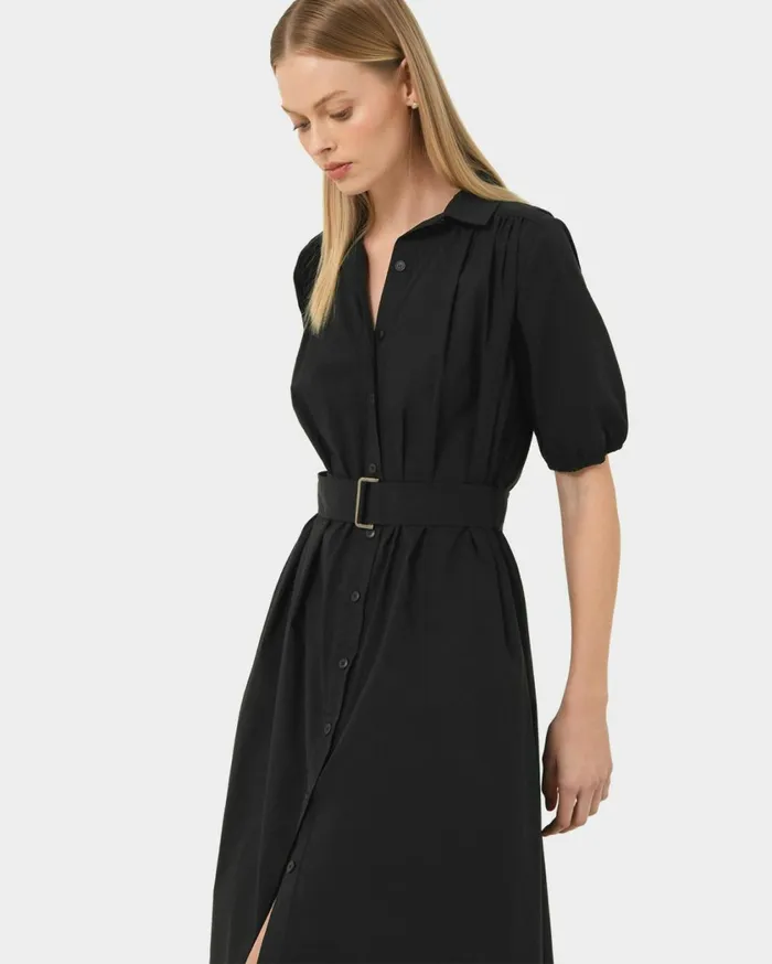 Forcast Dallia Shirt Dress Plumblack Women Midi Dresses