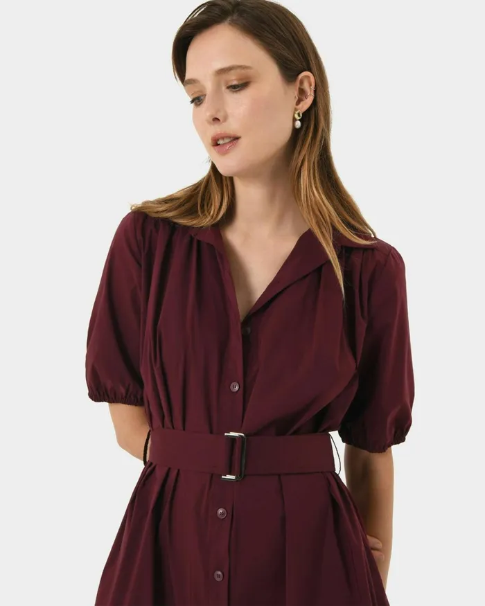 Forcast Dallia Shirt Dress Plumblack Women Midi Dresses