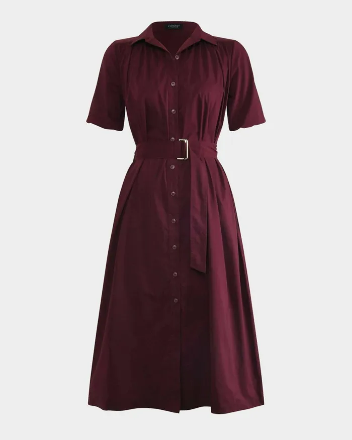 Forcast Dallia Shirt Dress Plumblack Women Midi Dresses