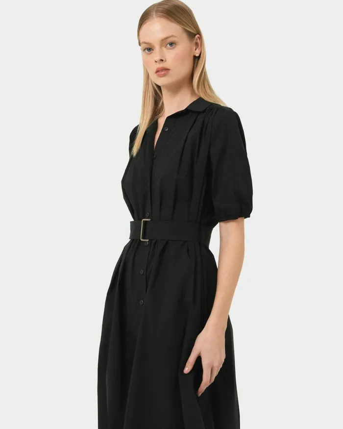 Forcast Dallia Shirt Dress Plumblack Women Midi Dresses