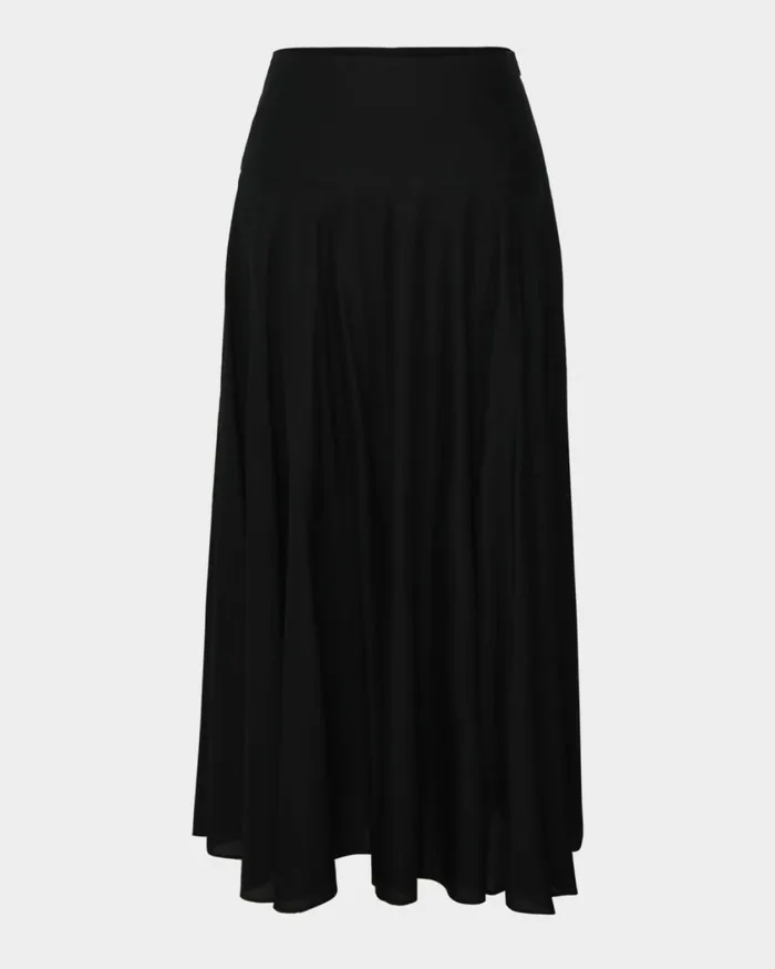 Forcast Deb Cotton Midi Full Skirt Ivoryblack Women Midi and Maxi Skirts