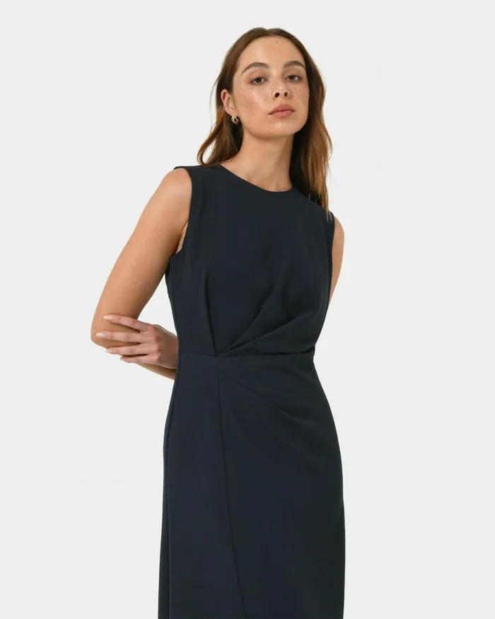 Forcast Demi Ruched Midi Dress Pastel Pinkmidnight Women Midi Dresses