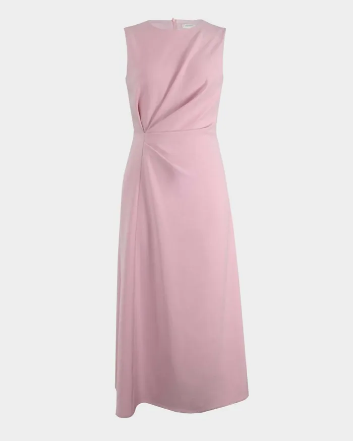 Forcast Demi Ruched Midi Dress Pastel Pinkmidnight Women Midi Dresses