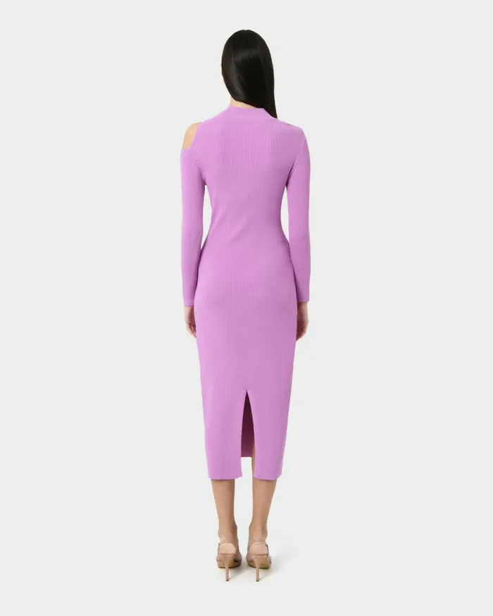 Forcast Destiny Cut Out Knit Dress Mauvegreen Women Midi Dresses