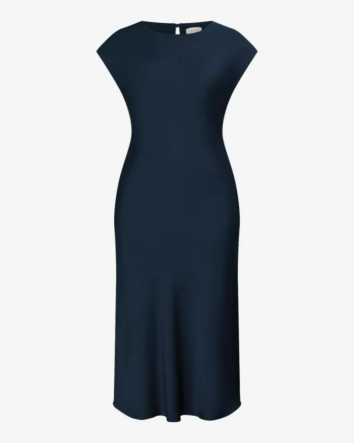 Forcast Dulce Satin Midi Dress Burgundyolivenavy Women Midi Dresses