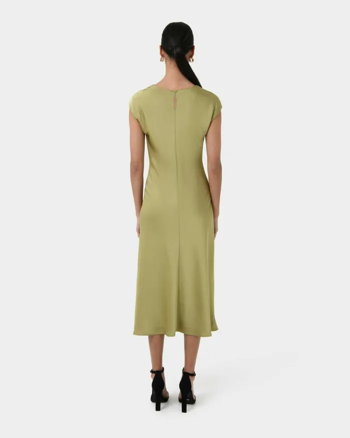Forcast Dulce Satin Midi Dress Burgundyolivenavy Women Midi Dresses