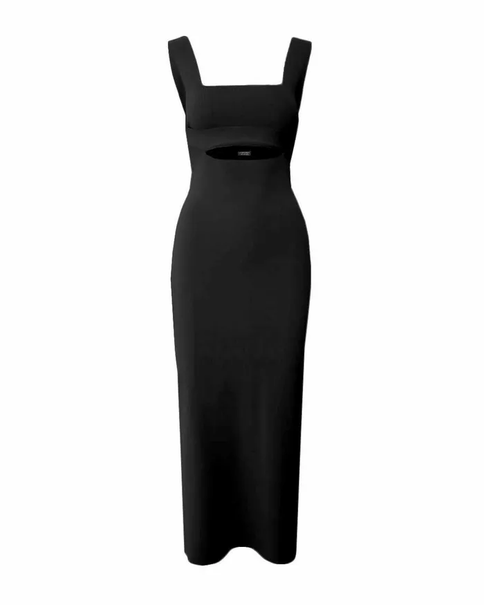 Forcast Elia Cutout Knit Dress Redblack Women Midi Dresses