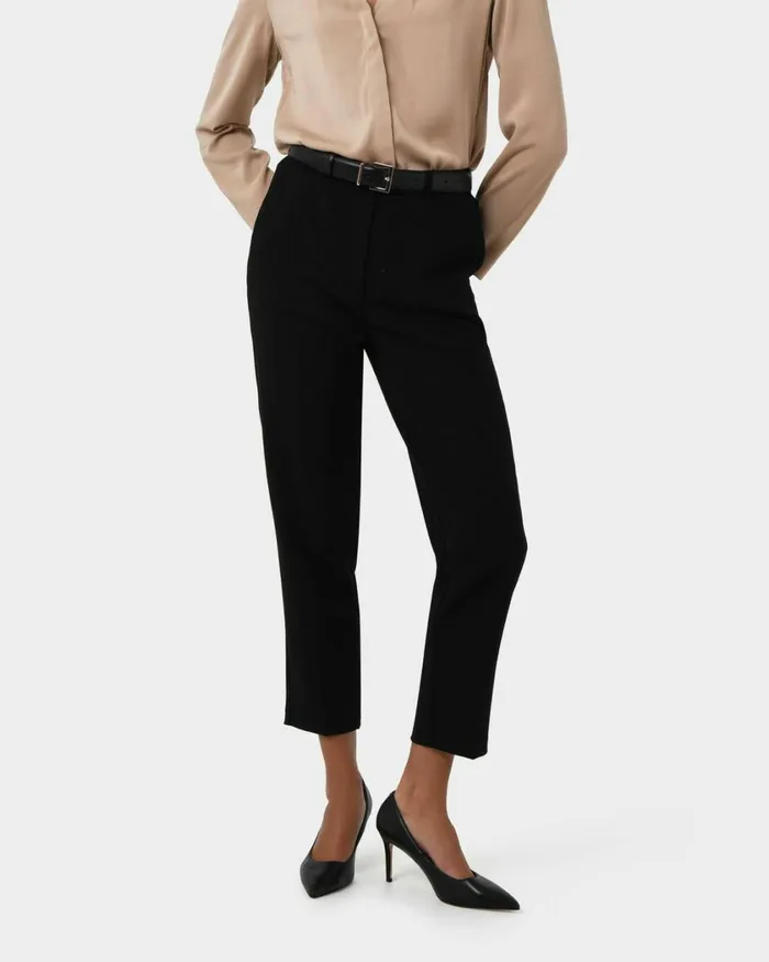 Forcast Elka Straight Leg Pants Black Women HighWaisted Pants