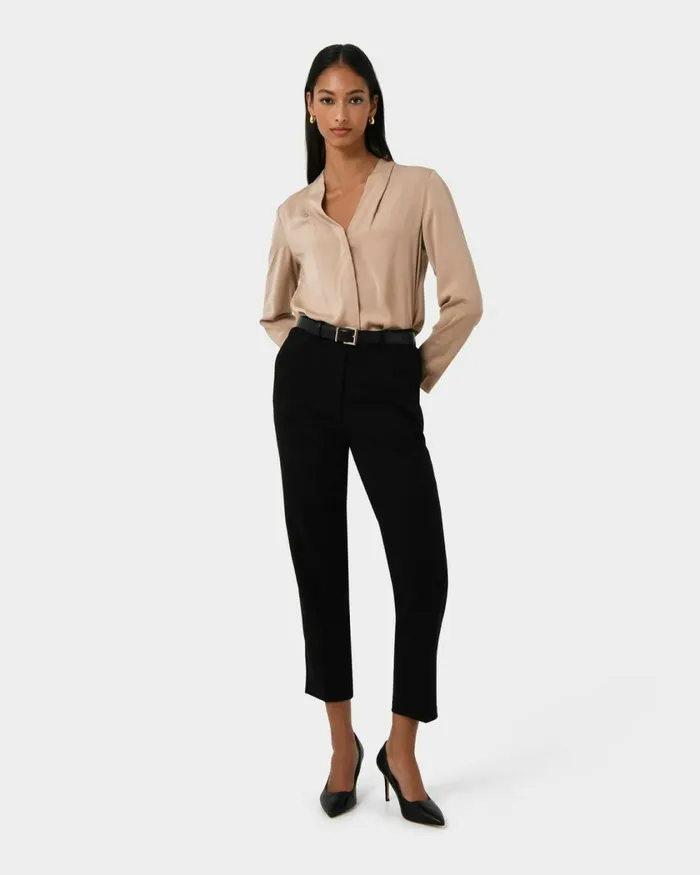 Forcast Elka Straight Leg Pants Ecrublack Women HighWaisted Pants