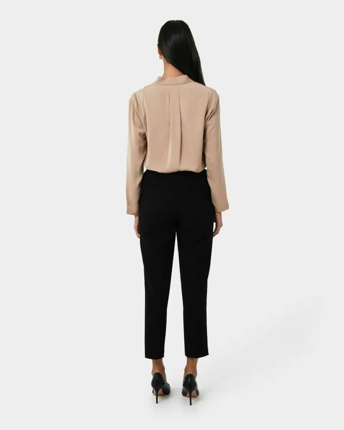Forcast Elka Straight Leg Pants Ecrublack Women HighWaisted Pants