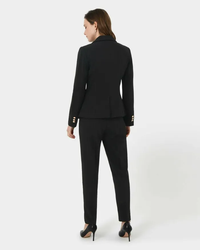 Forcast Elodie Double Breasted Blazer Black Women Jackets and Blazers