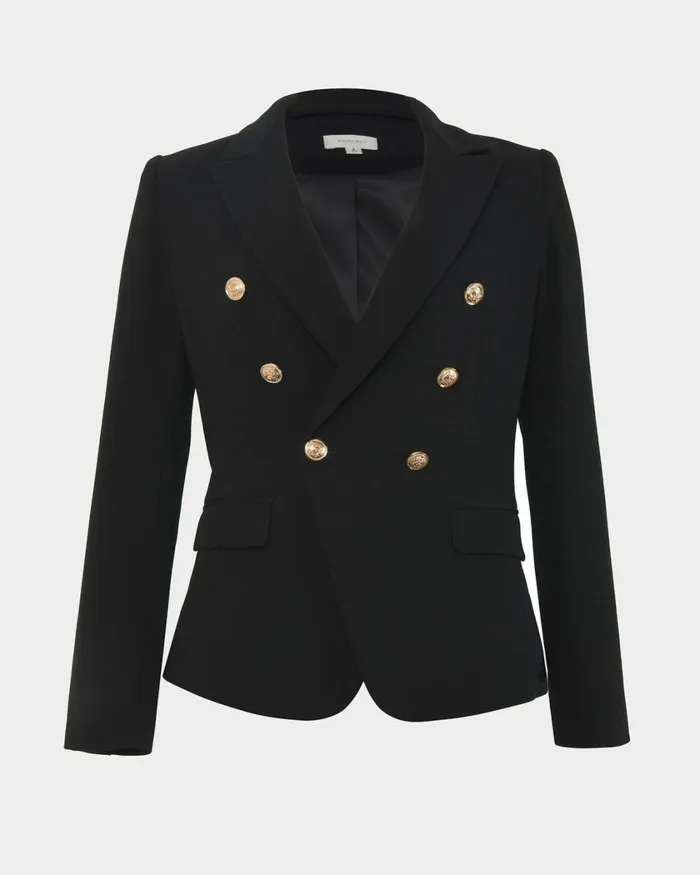Forcast Elodie Double Breasted Blazer Black Women Jackets and Blazers