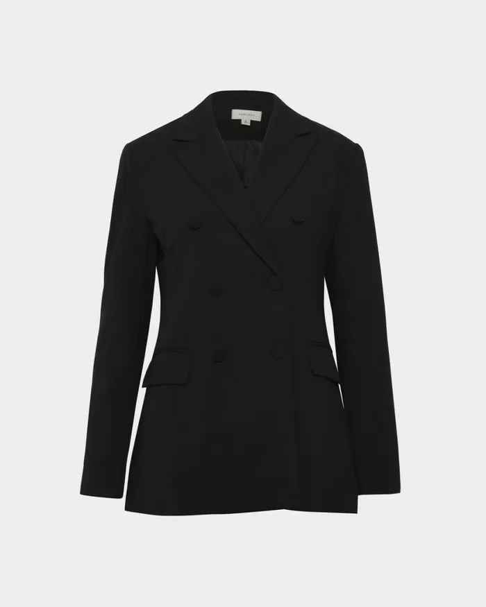 Forcast Emani Double Breasted Blazer Black Women Jackets and Blazers