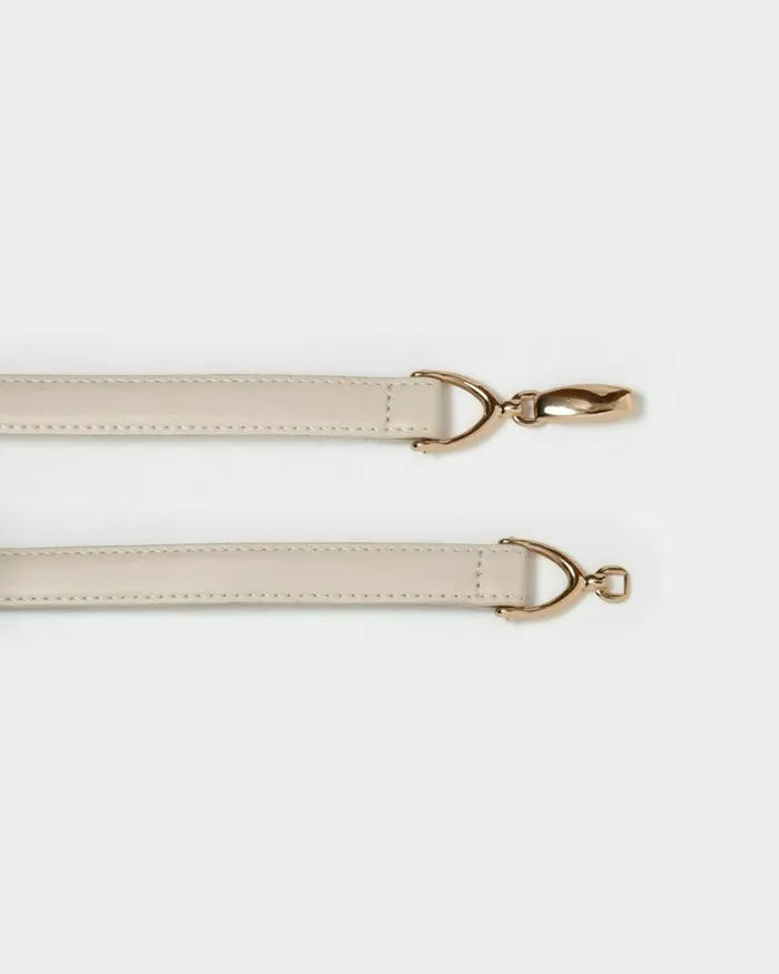 Forcast Emeri Leather Adjustable Belt Cream Women Belts