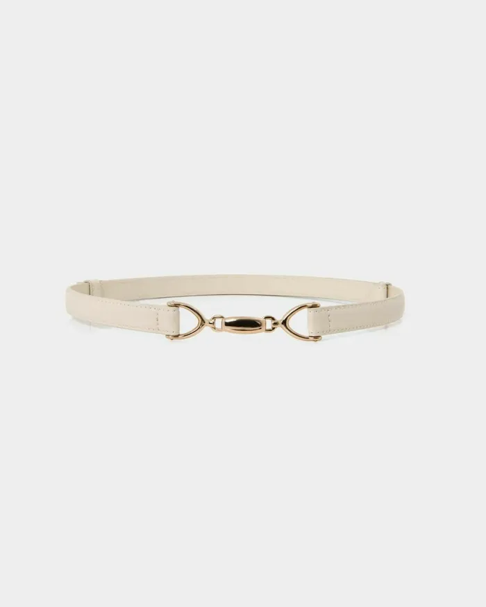 Forcast Emeri Leather Adjustable Belt Cream Women Belts