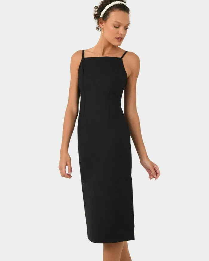 Forcast Emiko Fitted Slip Dress Purpleblack Women Midi Dresses
