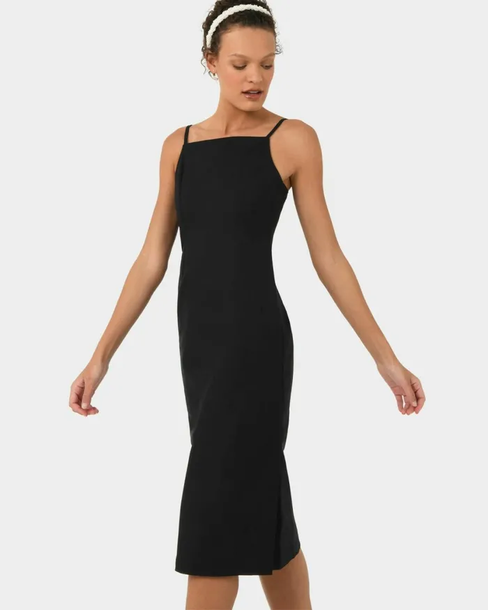 Forcast Emiko Fitted Slip Dress Purpleblack Women Midi Dresses