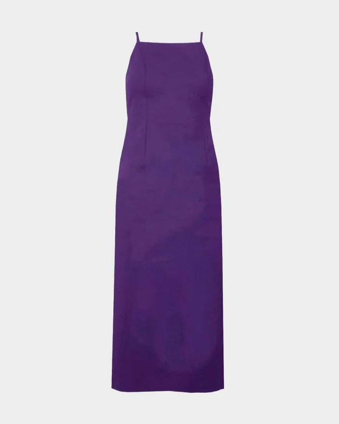 Forcast Emiko Fitted Slip Dress Purpleblack Women Midi Dresses