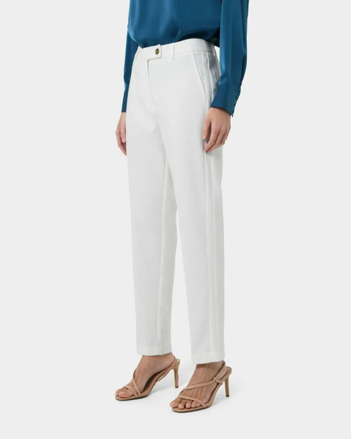 Forcast Ester Slim Leg Trousers Ivory Women HighWaisted Pants