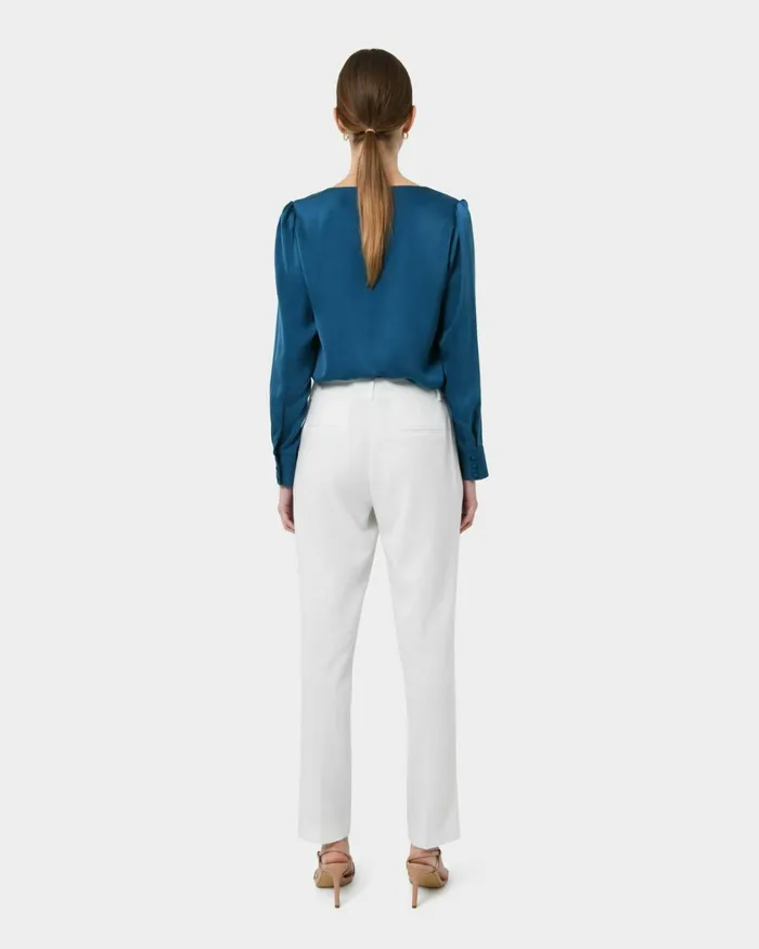 Forcast Ester Slim Leg Trousers Ivory Women HighWaisted Pants