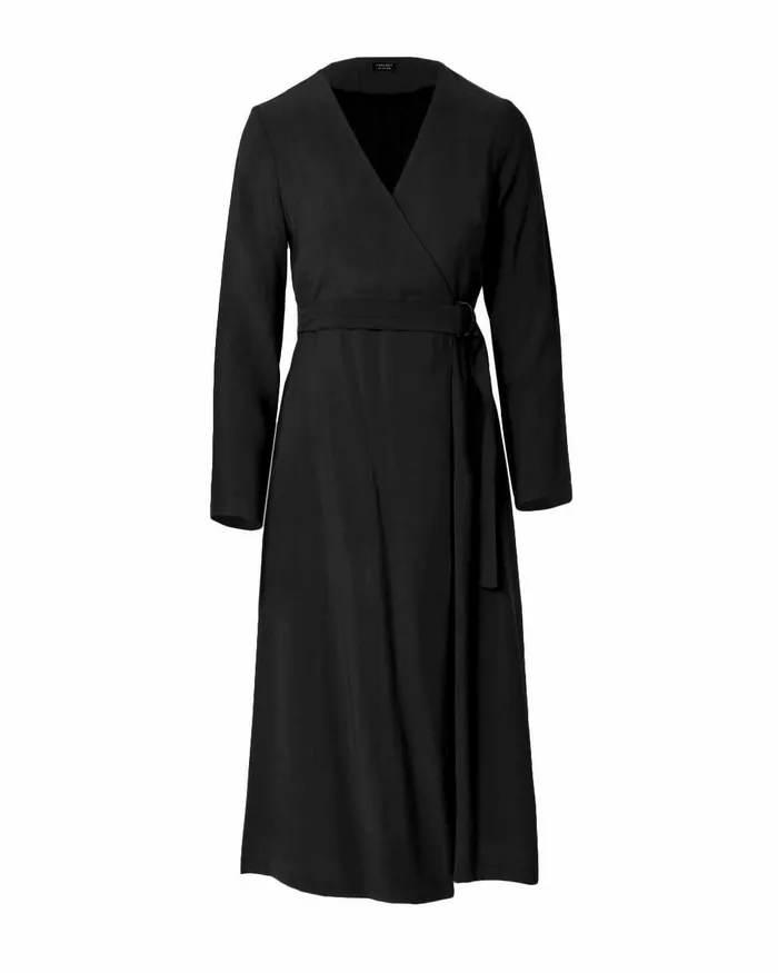 Forcast Esther Belted Dress Black Women Midi Dresses