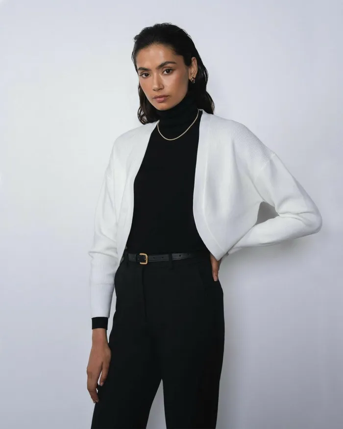 Forcast Everleigh Cropped Cardigan Ivoryblack Women TShirts and Tops