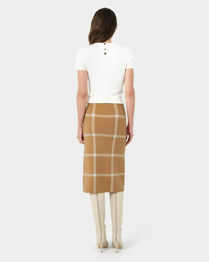 Forcast Evia Midi Knit Skirt Light Camelivory Women Work Skirts