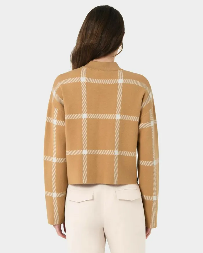Forcast Evia Mock Neck Knit Jumper Light Camel Women Long Sleeve Tops