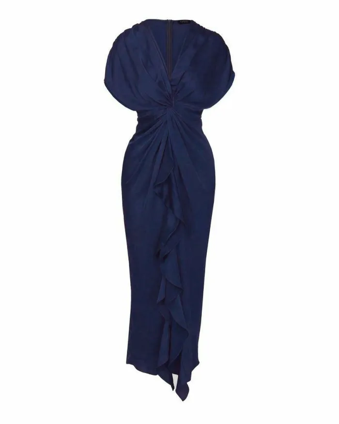 Forcast Farah Twist Front Dress Navy Women Maxi Dresses
