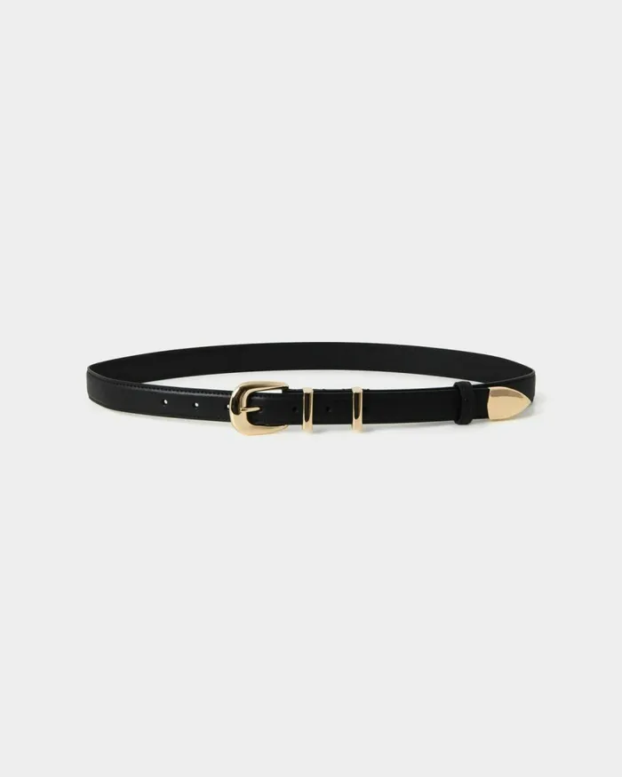 Forcast Finnley Leather Belt Black Women Belts