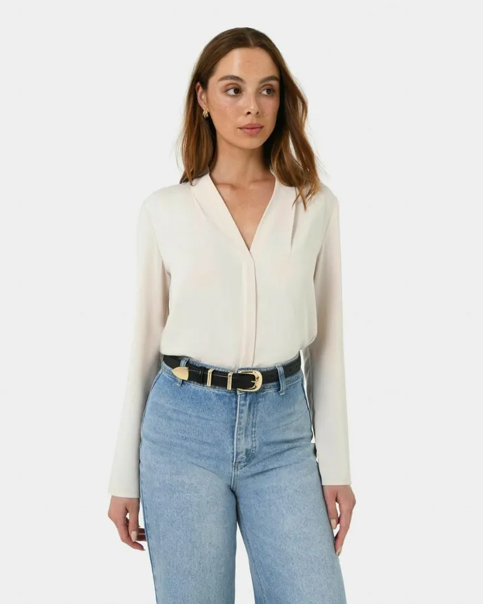 Forcast Finnley Leather Belt Black Women Belts