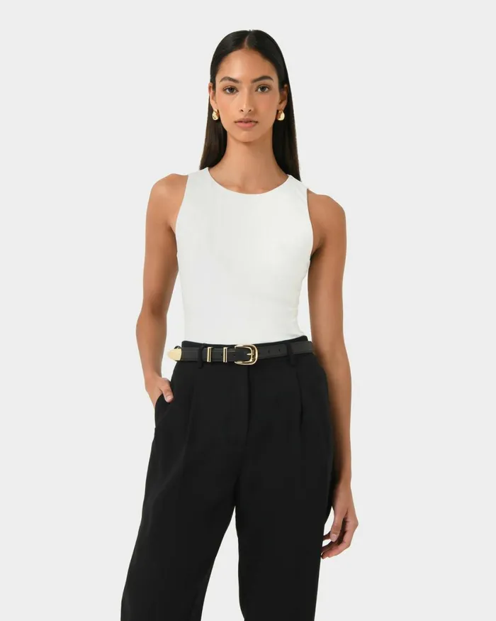 Forcast Finnley Leather Belt Black Women Belts